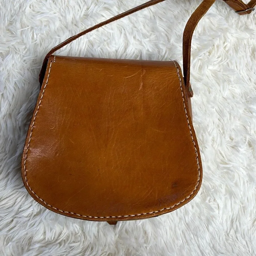 Vintage Women's Brown Boho Leather Western Sling Crossbody Bag